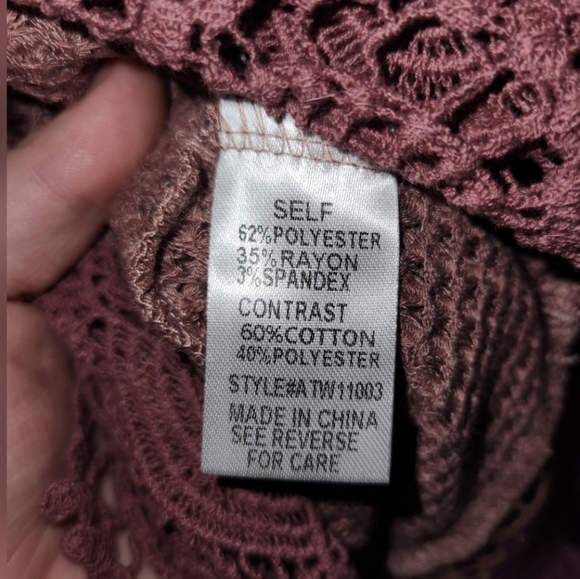 And the why L mauve waffle knit belle sleeve top - Picture 6 of 6